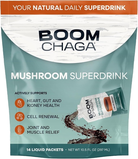 [BRSRAGIFCIMRYDTD] Mushroom Superdrink, Liquid Concentrate with Antioxidants for Anti-Inflammation and Immunity Boost, Beta-Glucans for Heart Health, Oxalate-Free, 14 Single-Serving Packets