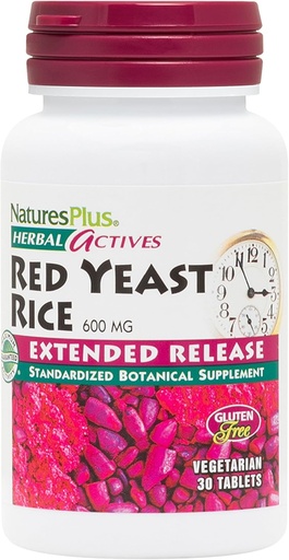 [BRSWIYTYO4GWKCYZ] Natures Plus Herbal Actives Red Yeast Rice, Extended Release - 600mg, 30 Vegan Tablets - Herbal Supplement - Vegetarian, Gluten-Free - 30 Servings
