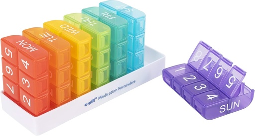 [BRSWYCQ2AQCQKHI6] e-Pill 8 Times a Day x 7 Day Weekly Pill Organizer, Vitamin and Medicine Box - Multicolor