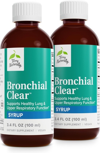[BRSROEI2BYIAE3I6] Terry Naturally Bronchial Clear Liquid - Respiratory Support for Bronchial & Lung Health - Bronchial Support for Respiratory Health - Healthy Lung Support for Adults & Children - 3,4 fl oz (Pack of 2)