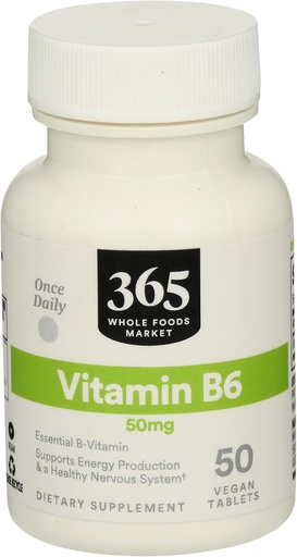 [BRSWGZQEAUIGAGTH] 365 Genom hela livsmedelsmarknaden, vitamin B6 50Mg, 50 greve