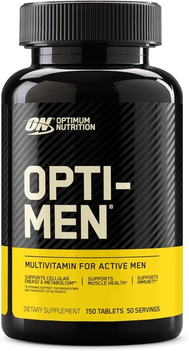 [BRSWIGL3CEBRKCY5] Optimum Nutrition Opti-Men, Витамин C, Цинк и витамин D, E, B12 за имунна поддръжка Mens Daily Multiвитамин добавка, 150 броя (опаковка май Вари)
