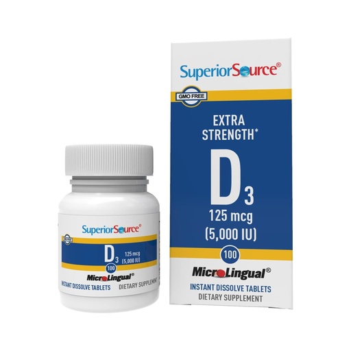 [BRSWIYIICQFAAFY3] Superior Source Vitamin D3 5000 IU - Offers Immune System, Brain & Nervous System Support - Aids Calcium Absorption for Teeth & Bone Health - Bariatric Friendly - 100 Sublingual Dissolving Tablets