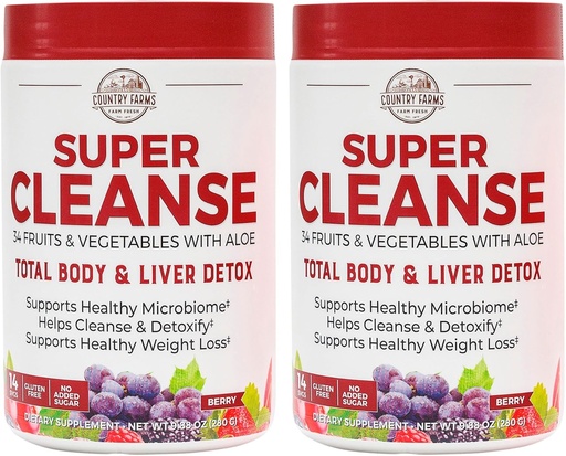 [BRSROGDYBMCGACY6] COUNTRY FARMS Super Cleanse, Super Juice Cleanse, Supports Healthy Digestive System, 34 Fruits and Vegetables, Promotes Natural Detoxification, Promote Healthy Weight Management, 28 Servings