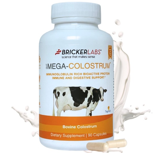 [BRSRMZDQBV7R6DY3] Bricker Labs Mega-Colostrum Capsules, Gut Health, Immunity, Skin & Hair, 1000 mg Bovine Colostrum Supplément 40% IgG, Riche en protéines bioactives, Facteurs de croissance et anticorps, 45 portions