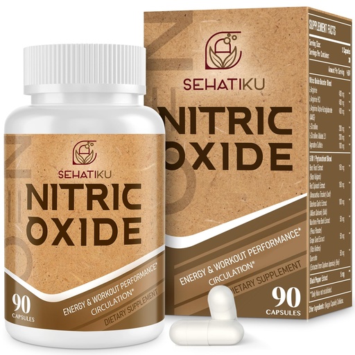 [BRSRAYDRCQGWGYIU] SehatiKu Nitric Oxide Supplement, Nitric Oxide Booster & 6-in-1 Phytonutrient Blend for Heart, Flow, Immune - 90 Capsules (1 Bottle)