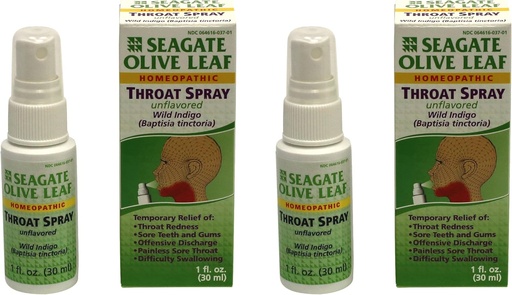 [BRSWKEI4BUEBYYD6] Seagate produkti Homeopātiska Olive Leaf Throat Spray 1 unce Neflavored 2pack