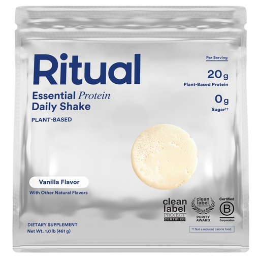 [BRSRAA37PMBRACTO] Ritual Vegan Protein Powder - 20g Pea Protein with BCAA Complete Amino Acid Profile - Supports Lean Muscle* - Plant-Based Protein - Tested for Heavy Metals - Sugar-Free** - Non-GMO - Vanilla - 1 Lbs