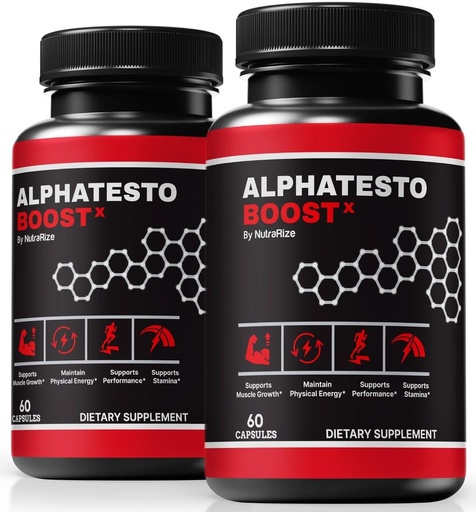 [BRSRAHQPCN6QAGYZ] (2 Pack) Alpha Testo Boost X untuk Pria, Tes Alpha Resmi Pil X Boost, All- Natural Formula Pria untuk Mendukung Fungsi Otot dan Stamina, Pemotongan Harian untuk Ulasan Performance Sehari-hari (120 Kapsul)