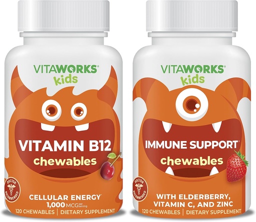[BRSROEL7CICRQE3K] Enfants Vitamine B12 Chewables + Elderberry + Zinc + C Chewables Bundle