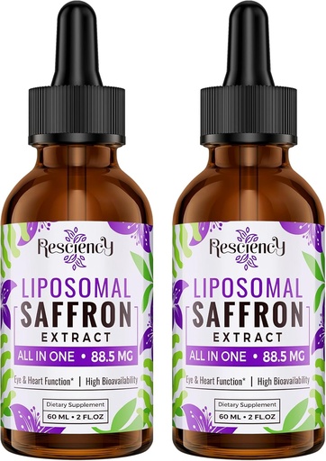 [BRSRA2Q5OEIB6HTA] Saffron Supplements - 88.5 mg Saffron Extract Bessere Bioverfügbarkeit Liposomal Tropfen für Stimmung, Energie, Vision & Focus mit Ashwagandha, Turmeric, Magnesium, Zink, Vitamin B12 & D3, 60 ml, 60 Servierungen