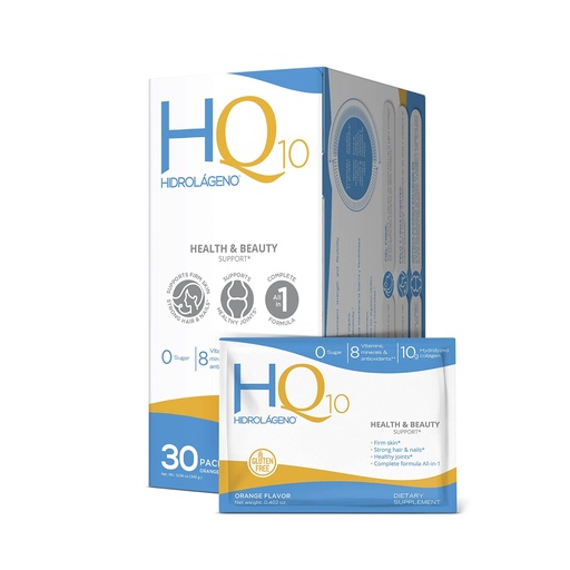 [BRSWYZAROR4BEAI2] Hidrolageno Q10, Hydrolyzed Collagen, Vitamins, ZINC, Antioxidants, 30 sachets per Pack, 4.2 Ounce (Pack of 1)