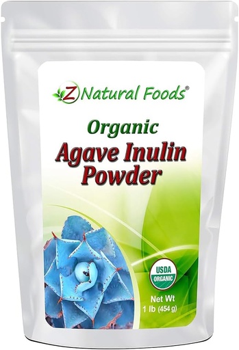 [BRSWYZA3PJ7RUDI6] Z Natural Foods Organic Agave Inulin Powder, Natural Fiber Supplement, Prebiotic Superfood Powder for Drinks, Smoothies, and Recipes, Raw, Non-GMO, Vegan, Gluten-Free, Kosher, 1 lb