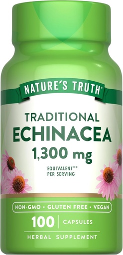 [BRSWICQBBBYAM23A] La verdad de la naturaleza Echinacea Extracto Capsules  1300mg ← 100 Conde ← No Gluten Free