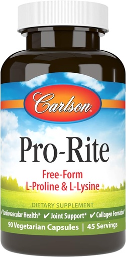 [BRSW2FD5CF5QOG3X] Carlson - Pro-Rite, Free-Form L-Proline & L-Lysine, Y tế, Hỗ trợ & Colgenion, 90 Capsules