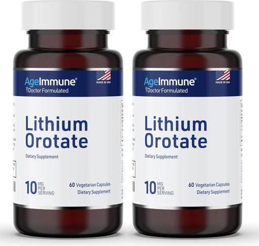 [BRSRMGTYOUPQEFI6] Lithium Orotate Supplement 10mg, 60 Vegetariánských kapslí. Podporuje paměť a emocionální wellness. Hořčík Stearate zdarma doplňky. (2)