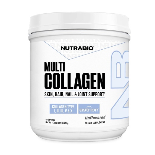 [BRSRAGQNA4DRQADJ] NutraBio Multi Collagen Powder - Hydrolyzed Collagen Peptides for Glowing Hair & Skin - Grass-Fed - Collagen Powder for Women and Men - 40 Servings- Unflavored