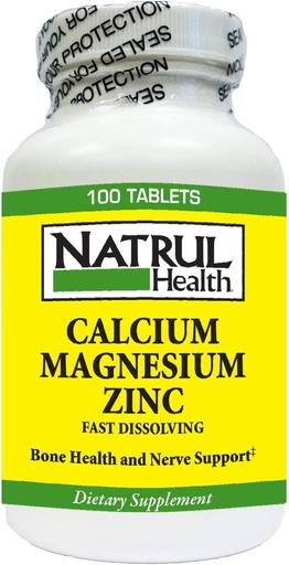 [BRSWIYY2OQMB43YV] NAT-Rul Health Calcium/Magnesium Plus Zinc Tablets - 100 Ea