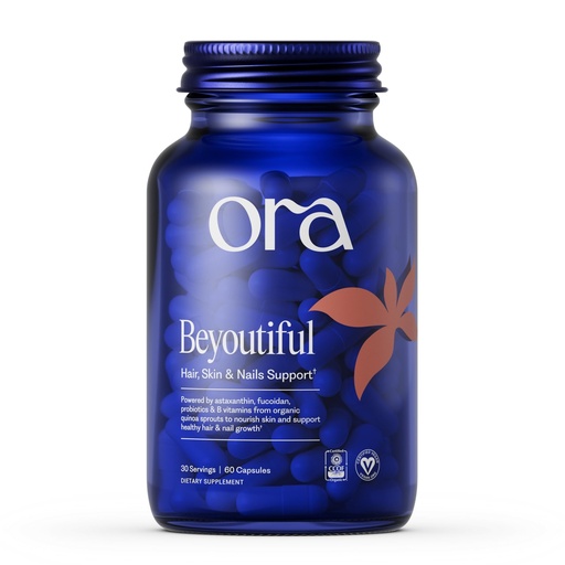 [BRSWGAQBBYDWAELU] Ora Organic Hair, Skin, and Nails Support- Beyoutiful - Beauty Supplement with B Vitamins and Biotin for Healthy Hair, Niacin for Skin Health - 60 Vegan Capsules