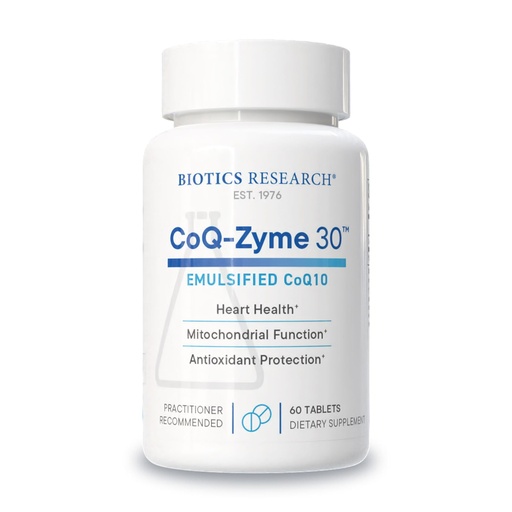 [BRSWGGD3AF7WAYI7] BIOTICS RESEARCH CoQZyme 30 Milligram of emulsified coenzyme Q10 CoQ10, Supplies Superoxide dismutase and catalase, Two Important antioxidants 60 Tabs