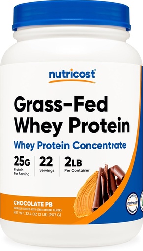 [BRSROBA2BB7BSELX] Nutricost Grass-Fed Whey Protein Concentrate (Chocolate Peanut Butter) 2LBS - Post Workout Powder Supplement, Non-GMO