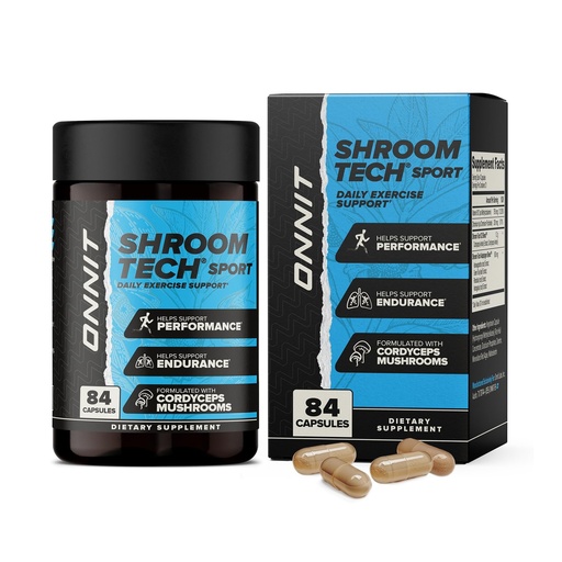 [BRSWGYINAAAWAG36] ONNIT Shroom Tech Sport Daily Exercise Support Capsules, Pre Workout Supplement with Cordyceps Mushrooms, Dietary Supplement for Daily Energy Support, 84 Count