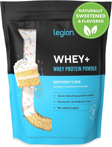 [BRSRAA33B4BWO33P] LEGION Whey+ Protein Whey Isolate fra Grass Fed kyr - Whey Protein Isolate pulver Lav kalorie, ikke-GMO, sukkerfri, saltholdig og glutenfri, alt naturlig protein pulver for menn og kvinner (60 serveringer)