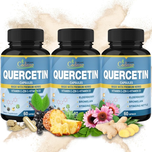 [BRSW2CQEC5YRY3LG] 有机Cadane 3 Packs 60 Capsules Quercetin 提取 Capsules - 支持免疫系统 - 与长老莓,布罗姆兰,姜汁,Echinacea & More - 3个月供应相结合