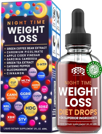 [BRSROGQPCQCGGAI4] Night Time Weight Loss Diet Drops - Appetite Control, Fat Burner, Metabolism Booster - Apple Cider Vinegar - Cinnamon - Cayenne Pepper