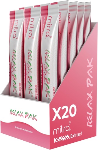 [BRSROGI2AFYB6FDG] Mitra9 Kava Powder RelaxPak - Strawberry Watermelon Kava Extract Powder Packets | Mood Enhancer | Plant Based | Promotes Natural Calm & Clarity | Easy Open Single-Serving Stick (20)