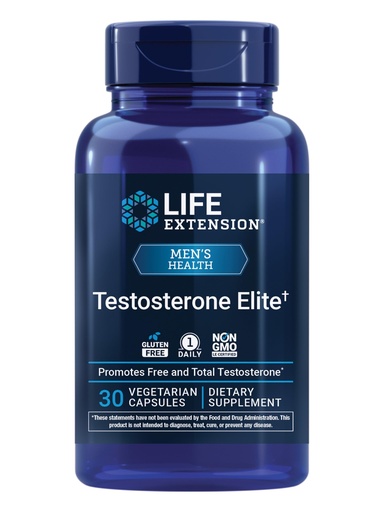 [BRSW2GQ7AEIWOGQU] Life Extension Testosterone Elite, Testosterone Supplement, Male Health Support Supplement, Pomegranate, Cacao, Luteolin, Non-GMO, Gluten-Free, Vegetarian, 30 Capsules