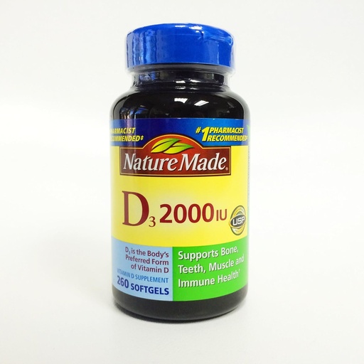 [BRSWIHQ7AIFA2CLO] Nature Made D3 2000 IU, 260 Softgels
