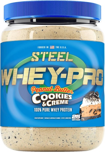 [BRSROFIRCB6AKHTA] Steel supplements Whey-Pro ) Whey Protein Powder for Men and Women) Peanut Butter Cookies ' Creme ) 25 Servings (1.82lbs) ) BCAA Amino Acids | Essential Amino Acids | Gluten Free | Low Carbb