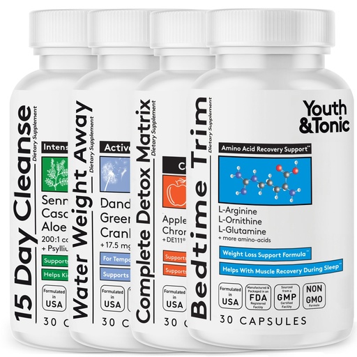 [BRSROZQ7CF6BGYLV] Youth & Tonic Bedtime Trim Detox Cleanse Kick Off Weight Management - 120 Pills