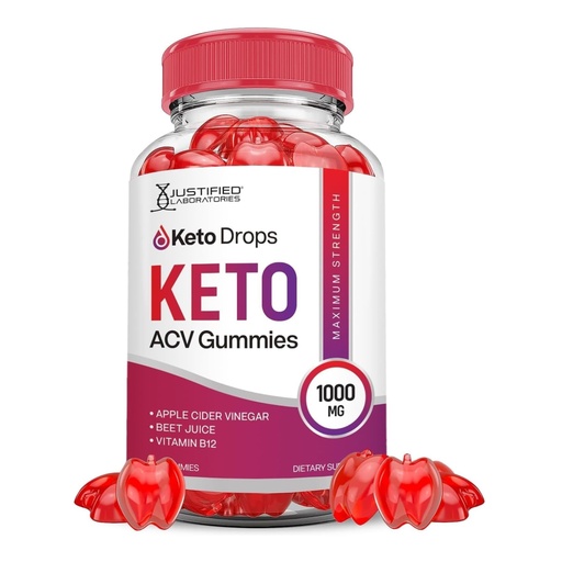 [BRSROA32BUARQELL] Justified Laboratories Keto Drops Keto ACV Gummies (1000 mg) - 60 Count - Formulated with Apple Cider Vinegar, Folate & Vitamin B12 - Non-GMO, Vegan, Gluten Free - 30 Servings
