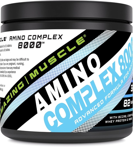 [BRSROZYHAEORYFA6] Amazing Muscle Amino Complex Supplement | 8000 Mg Per Serving | 325 Tablets | Formula with Taurine, Creatine, L-Glutamine, Whey Protein, & BCAA's
