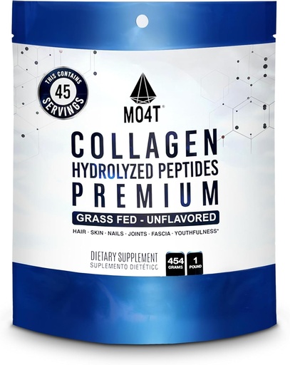 [BRSRAAATCJ6B6EQY] MO4T Collagen Peptides- Collagen Powder- Hydrolyzed Collagen- Grass fed - Colageno Hidrolizado -Unflavored Collagen (1 libra)
