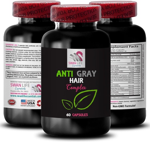 [BRSRAFI6BF4BQDLU] Anti gray hair pills - ANTI GRAY HAIR COMPLEX - Color vitality, Gray hair care, Fresh tone, Vibrant color, Anti gray hair supplement, Hair shade control, Youthful look 1 Bottle 60 Capsules