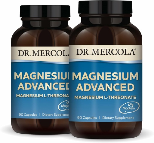 [BRSWKHQTAV5BQE3G] Dr. Mercola Magnesium Advanced, 2- Pack (90 kapsler Hver), Kosttilskud, Magnesium L- Threonat, Non- GMO