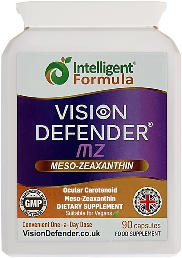 [BRSWG2YLDMNBSFLV] Vision Defender Meso Zeaxanthin Vegan Eye Supplement MZ- Protect and Improve Ocular Health & Eye Care, High Strength Antioxidant Carotenoid Meso-Zeaxanthin for Eyes (90 Capsules/One Daily) Made in UK