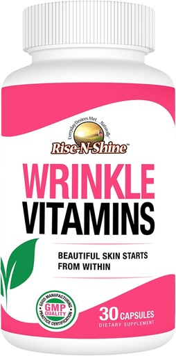 [BRSWKHD7OAOACDLB] Rise- N- Shine raukšlių Vitaminai Odos papildas Veido kaukė su Collagen, Resveratrol, Aloe Vera, Vynuogių sėklos ir daugiau 30 Count