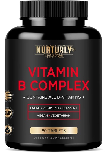 [BRSWY2YECQNQKHQ6] Vitamin B Complex - Contains All Essential B Vitamins - B1, B2, B3, B5, B6, B7, B9, B12 and Biotin - Super B Complex Vitamins for Energy, Immunity and Mood Support - 90 Tablets