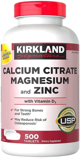 [BRSWGHD6PJYQ22DH] Kirkland signature Calcium Citrate Magnesium and Zinc, 500 Tablets