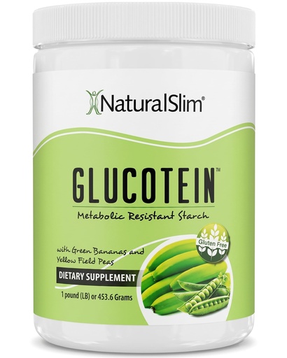 [BRSWGHQKOIIQME32] NaturalSlim Prebiotic Resistant Starch Supplement with Green Banana Flour Organic & Pea Starch Blend Glucotein Powder - Non-GMO & Gluten Free - 16 Servings