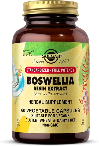 [BRSWIYT3OMABCGQZ] Solgar Boswellia Resin Extract - 60 Vegetable Capsules - Standardized Full Potency (SFP) - Non-GMO, Vegan, Gluten Free, Dairy Free, Kosher - 60 Servings