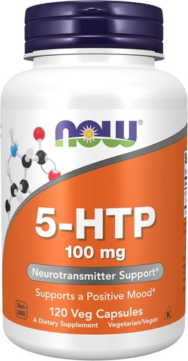[BRSWIY32BQMB22D2] AHORA Suplementos, 5-HTP (5-hidroxitryptofan) 100 mg, Neurotransmisor Soporte*, 120 cápsulas de Veg
