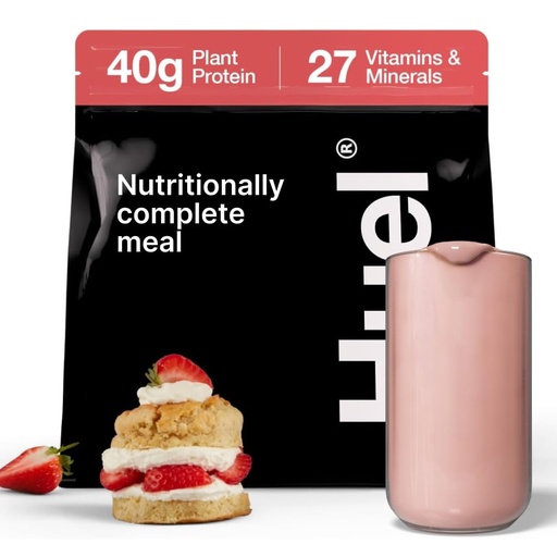 [BRSRMFD4CUGREFDK] Huel Black Edition | Polvere di proteina vegana 40g Strawberry Shortcake 40g | Meal Nutritionally Complete | 27 vitamine e minerali, Gluten Free | 17 Servings | Scoop non incluso per ridurre la plastica