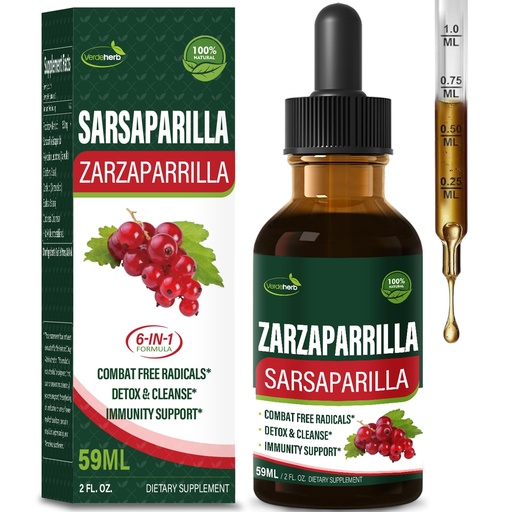 [BRSRAZDQCJ5QIADX] Sarsaparilla Root Extract Drops for Liver Cleanse Detox & Repair, Immune Support Supplement with Dandelion Cocolmeca Polypodium Leucotomos. Diente de Leon para Limpieza de Colon y Desintoxicar. 2oz