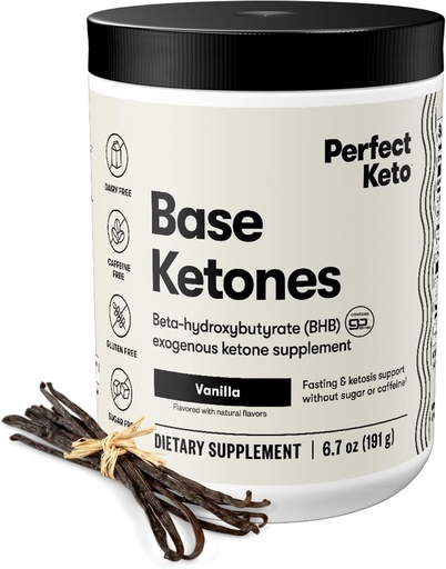 [BRSWGZAZC5YBSDIV] 完美 Keto Exorne Ketones Powder, BHB 盐类 Ketosis & Fasting 补充, 加电解剂 水解, 咖啡因自由能源, Keto Det, Focus & Workout Support, Vanilla, 6.7 oz
